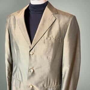 Vintage Silk Tuxedo Blazer 38R Yellow Gold Hong Kong Formal Mod Dinner Jacket